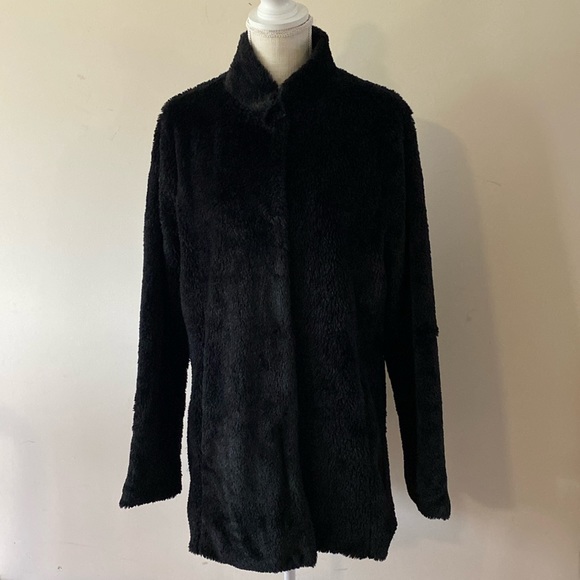 Madden Girl women’s soft faux fur black coat animal print lining snap closure - Picture 4 of 17